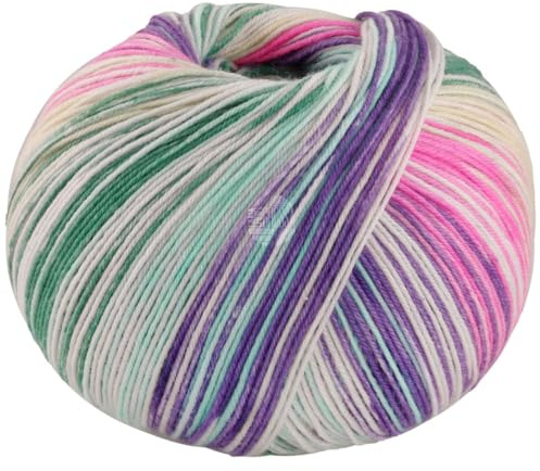 LANA GROSSA Meilenweit Seta Asia | Hochwertiges Sockengarn mit Seide | Handstrickgarn aus 55% Schurwolle (Merino), 25% Polyamid & 20% Seidenanteil | 100g Wolle zum Stricken & Häkeln, 420m Garn FB 3176