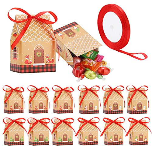 MELLIEX 12 Stück Geschenkkarton Weihnachten, Geschenkbox Klein Weihnachtsbox Pralinenschachtel Leer für Geschenkverpackung