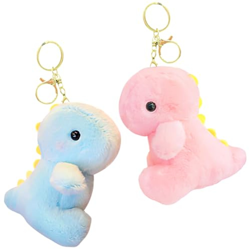 CWXCYVR Dinosaurier Plüsch Schlüsselanhänger, 2 Stück Schlüsselanhänger Cartoon Dinosaurier Anhänger Plüschtier Pandent Niedlicher Plüsch Stofftierpuppe Dekorationen Kleine Geschenke für Kinder
