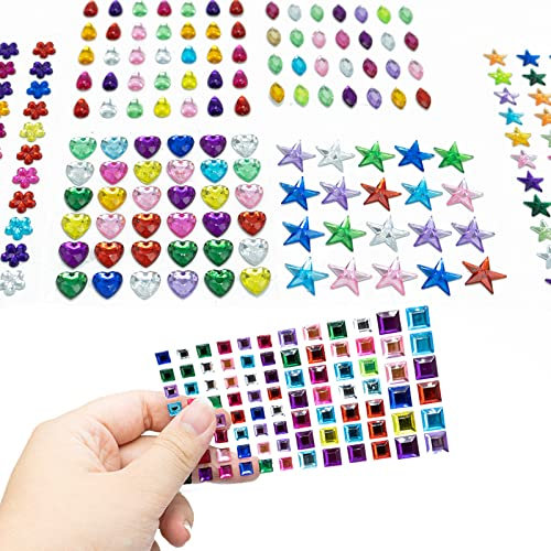 8 Sheets of Rhinestone Stickers Self-Adhesive Gemstone Stickers Shiny Diamond Stickers for Face Nails Makeup Festival