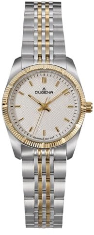 Dugena Damen-Armbanduhr Paris, Quarz, Edelstahl, Mineralglas, 5 bar, Farbe:Weiß/Bicolor