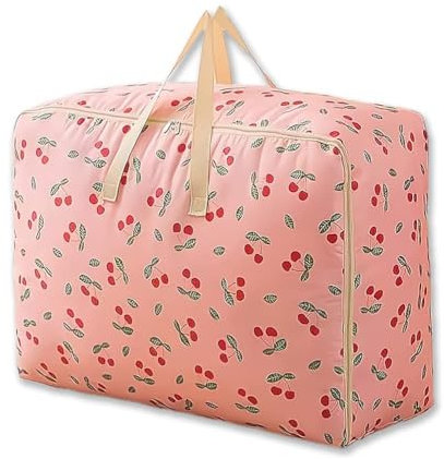 Duvet Storage Bags with Zips, Jumbo Storage Bag Waterproof Heavy Duty Oxford Laundry Bags, 84L Big Bag for Moving, Duvet Bag Underbed Storage Bags, Clothes, Quilt, Blankets, Bedding(Pink Cherry)