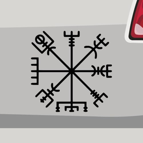 Aufkleber - Kompass der Wikinger Odin - Sticker, Folienaukleber für Auto, Motorrad, Fahrrad, Laptop, LKW (9x9cm | Schwarz)