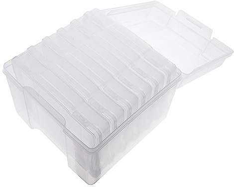BCOATH Kunststoffbox Transparent Fotos Und Grußkarten Mit Abnehmbaren Trennwänden 6 Teiliges Set Transparent Ideal Für Bastelprojekte Und Kreative Organisation Stapelbox Mit Deckel