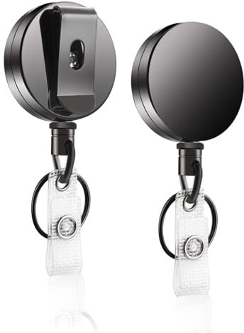 Confezione da 2 Portachiavi Estensibili Portachiavi Retrattile in Metallo Con Molla in Acciaio Inossidabile Clip da Cintura in Corda Di Nylon da 68 Cm e Portachiavi