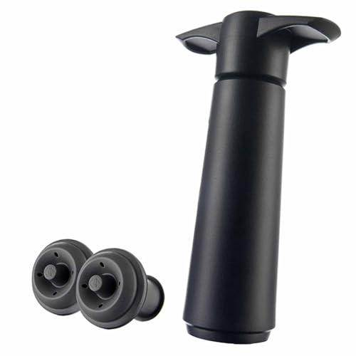 Pompe à vin noire avec bouchon à vin sous vide – Gardez votre vin frais jusqu'à 10 jours – 1 pompe et 2 bouchons – Réutilisable