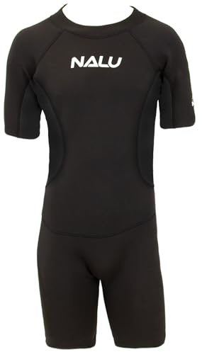 Adults Shortie Wetsuit 3mm Neoprene Stretchy Swimming Surfing Diving Skin Shorty Wet Suit for Men & Women (Black, 40 Chest)