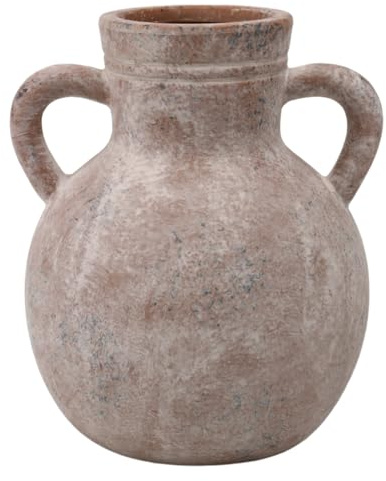 Rustikale Keramikvase, Vintage-Vase mit 2 Griffen, Boho-Keramikvasen für Bauernhausdekor, dekorative Blumenvasen für Heimdekoration, Tisch, Wohnzimmer, Regaldekor, 18 cm