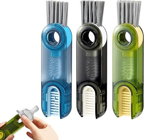 Heyumybit 3 in 1 Cup Lid Gap Cleaning Brush,3 PCS Multifunctional Cleaning Brush,Water Bottle Cover Detail Crevice Brushes,Portable Home Kitchen Crevice Washing Tool