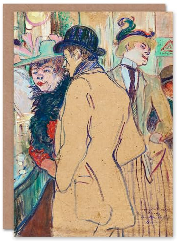 Artery8 Toulouse Lautrec Art Card Alfred la Guigne in a Cafe