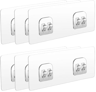 XIELBIS 6 Pack Shower Caddy Adhesive Hooks Replacement, Transparent Heavy | Duty Sticky Hooks, Double Claw StickyHooks for Bathroom, Kitchen & Living Room – No Drill Wall Organizer