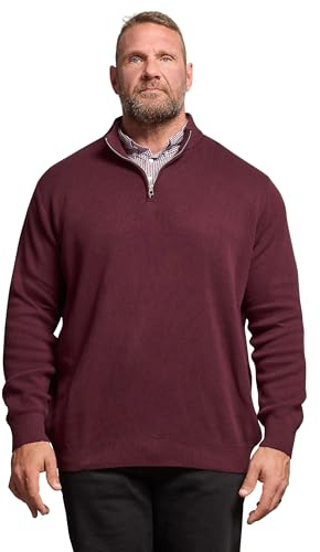 BadRhino Big & Tall Red Mock Shirt Milano Quarter Zip Jumper - Men's - Plus Size Curve