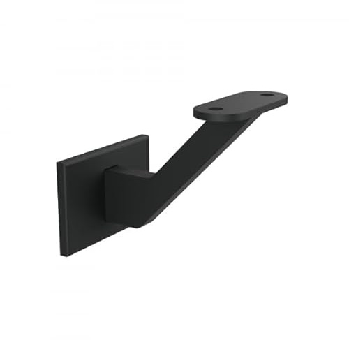 Stahl Handlaufhalter Handlaufträger Halter Treppen Handlauf Schwarz RAL 9005 Black Wandhalter Holz Holzhandlauf Edelstahlrohr für Handlauf flach Geländer Eckig Feinstruktur Treppengeländer matt