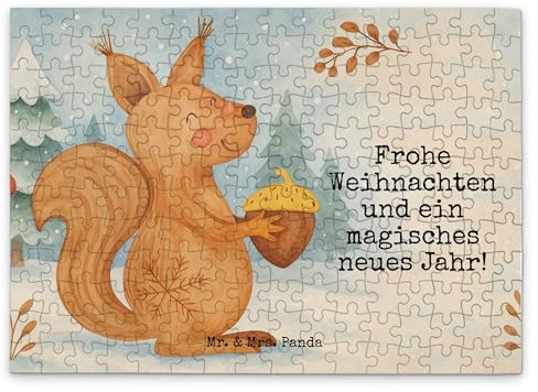 Mr. & Mrs. Panda Puzzle Eichhörnchen Weihnachten Design 192 Teile - Geschenk, 2000, Puzzlespiel, Vogel, Weihnachtsgruß, 1000, 300, Guten Rutsch, Frohe, 500, Frohes Neues Jahr