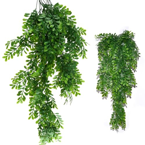 imposyu 2 Pièces Plante Artificielle Tombante, Plantes Suspendues Artificielles Fausse Plante Interieur pour Décoration Murale de Chambre à Coucher, du Salon, du Balcon et du Bureau