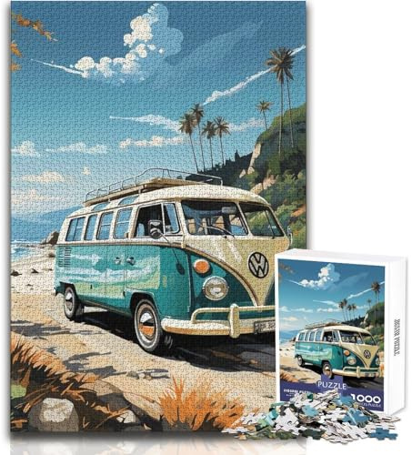 Retro VW Bus Strandreise-Puzzle 1000 Teile–Fördert die kognitive Entwicklung–Besonderes Geschenk–Größe: 38x52cm