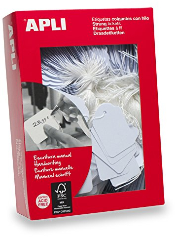 APLI 392 - Pack de 500 etiquetas colgantes, 36 x 53 mm, color blanco