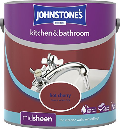 Johnstone's 303956 2.5 Litre Kitchen and Bathroom Emulsion Paint - Hot Cherry