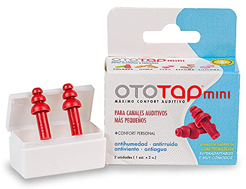 OTOTAP Ohrstöpsel aus extra starkem Gummi, isolierend, bequem und wiederverwendbar, speziell für Kinder oder Menschen mit kleinen Gehörgängen, mit Reisekoffer, 2 Stück