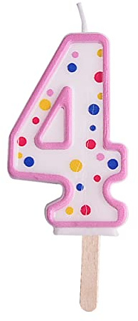 PME CA084 Candela Numero 4, Cera, Rosa, 4x1x6.3 cm