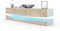 Vladon Lowboard City, Made in Germany, TV-Kommode mit Sockelelement, 1 offenem Fach und 3 Schubkästen, Weiß Hochglanz/Eiche Sägegrau, inkl. LED-Beleuchtung (178 x variabel x 39 cm)