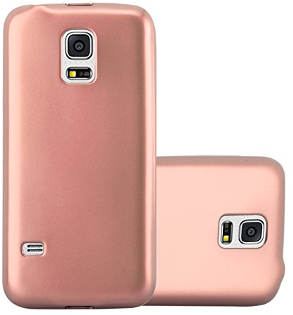 Cadorabo Hülle kompatibel mit Samsung Galaxy S5 / S5 NEO Schutzhülle TPU Silikon Case Metallic Design Slim Kratzfest Weiche Gummi mit Rundumschutz Case Hülle für Galaxy S5 / S5 NEO in Rosa