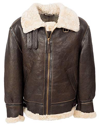 Noble House B-3 Genuine Fliegerjacke Herren Lederjacke Echtes Schaffell 20 mm (3XL)