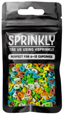 Glimmer Sugar Alphabet Letters Cake & Cupcake Sprinkles 25g - Cupcake Cake Sprinkles for Decorating