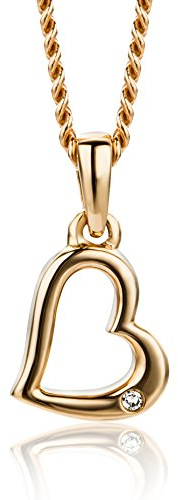 Orovi Halskette Damen mit Herz Rosé 9 Karat / 375 Gold Kette mit Rundschliff Diamant Kette 45 cm