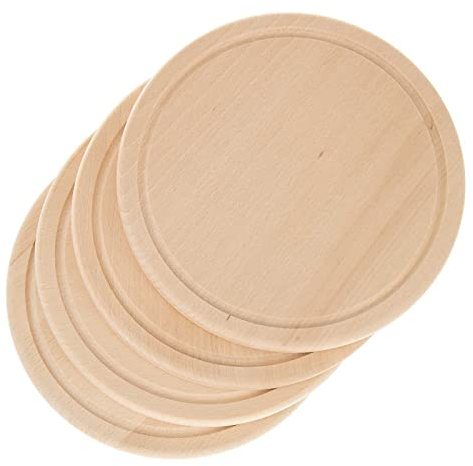 SIDCO Schneidebrett 4 x Buche Fleischteller Schinkenteller rund Brotzeitbrett Ø 25 cm