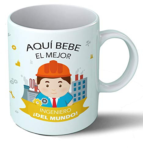 Planetacase - Taza Ingeniero - Regalo Original - Cerámica 330 mL - Taza Desayuno Apta para Microondas y Lavavajillas - Ingenieros - Resistente a Lavados