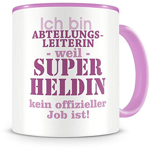 Samunshi® Ich bin Abteilungsleiterin Tasse Beruf Geschenk Kaffeetasse Teetasse Kaffeepott Kaffeebecher rosa 300ml