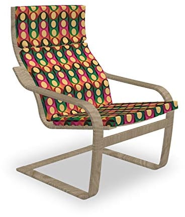 ABAKUHAUS Retro Poäng Sessel Polster, Pop-Art Geometrische Pastell, Sitzkissen mit Stuhlkissen mit Hakenschlaufe und Reißverschluss, Mehrfarbig