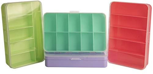 The Beadsmith Personality Case Color-Coded Organizers, 4 Stackable boxes, 22 compartments in total, Stack measures 5.75 x 3.8 x 4.5 inches, jewelry storage organizer, tackle box, nail tip case