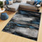 TAPISO Maya Teppich Kurzflor Modern Verwischt Meliert Streifen Design Schwarz Grau Blau Weiß Wohnzimmer Schlafzimmer ÖKOTEX 130 x 190 cm