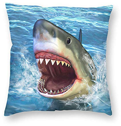 WAZHIJIA Dekorativer Kissenbezug, 45,7 x 45,7 cm, Baumwoll-Leinen-Kissenbezug für Auto, Sofa, Heimdekoration, die wilden Haie im Ozean
