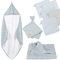 roba Geschenk Baby Pflege - Set zur Geburt - Handtuch, Waschlappen, Schmusetuch & Decke - Bio Baumwolle - GOTS zertifiziert - für Mädchen & Jungen - Hellblau