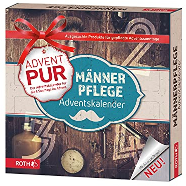 ROTH Adventskalender PUR Männerpflege mit 4 Türchen, für jeden Adventssonntag eines, enthält hochwertige Pflegeprodukte