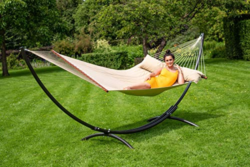 Tropilex Südamerikanische Hängematte Single mit Gestell | Handgefertigt | Fairtrade | 8 Stile & 10 Farben zur Auswahl | Flexibel & Belastbar | Perfekt für den Garten, Camping und auf Reisen geeignet