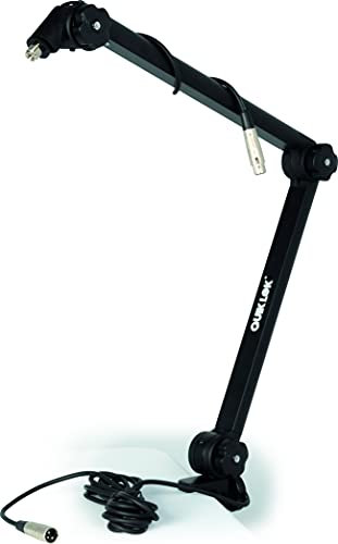 QUIK LOK - A/26 BK ASTA BROADCAST, Asta da Tavolo per Microfono, Finitura Satinata Nera,