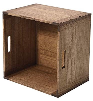 KIRIGEN Stackable Wood Storage Cube/Basket/Bins Organizer for Home Books Clothes Toy - Modular Open Cubby Storage System - Office Cubical Bookcase Closet Shelves Dark Brown, F26-DBR