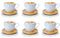 Kaffeetassen Espressotassen Cappuccinotassen mit untersetzer Holz Optik Porzellan 6 Tassen + 6 Untersetzer Weisse Kaffeetassen Set (Tasse 100 ml - Model 3)