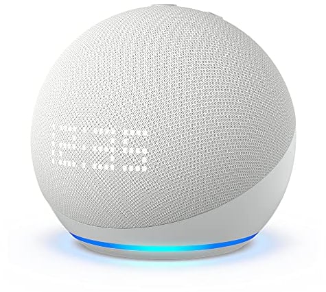 Zertifiziert und generalüberholt Echo Dot (5. Gen, 2022) mit Uhr | Smarter Lautsprecher mit Uhr und Alexa | Weiß