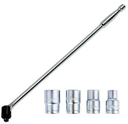 Tooltime. Professional 24 1/2 Drive Knuckle Breaker Bar Plus 4 Piece Chrome Vanadium Socket Set
