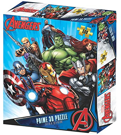 PRIME 3D | Marvel Avengers | 3D Lenticular Jigsaw Puzzle | 61cm x 46cm - 500 pcs | Games & Puzzles | Ages 5+