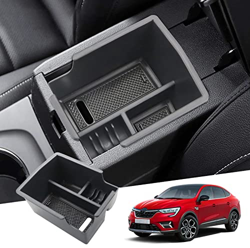 GAFAT Kompatibel mit Renault Arkana 2025 2026-2021 Mittelkonsole Aufbewahrungsbox, Arkana RS Line Armlehne Organizer Tray Mittelarmlehne Handschuhfach, Arkana Zubehör (Schwarz)