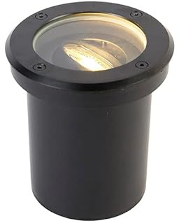 Qazqa Smart led Modern außen Bodenstrahler, Bodeneinbaustrahler für den Garten - Delux - Schwarz, inkl. 4.8W LED-Lampe, dimmbar, 13cm, IP65, Rund