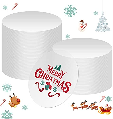 50 Piezas Acrilico Transparente Disco, 10 x 10 cm Hojas de Disco de Acrílico Circulares Láminas de Acrílico Panel Acrílico Letreros Redondas Transparentes para Pintar Paletas Marcos de Fotos Pintura