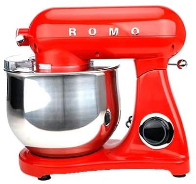 Suinga - Batidora Amasadora Orbital 1800W. Procesador Alimentos Profesional 8L., 6 Velocidades. Diseño Retro Vintage. Color rojo