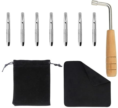 INKNOTE 7 PCS Tuning Pin with L-shape Wrench Gooseneck Hammer Lever and Dust Free Cloth Widely for Lyre Harp Zithers Harpsichord Dulcimer and Other Primitive Stringed Instruments